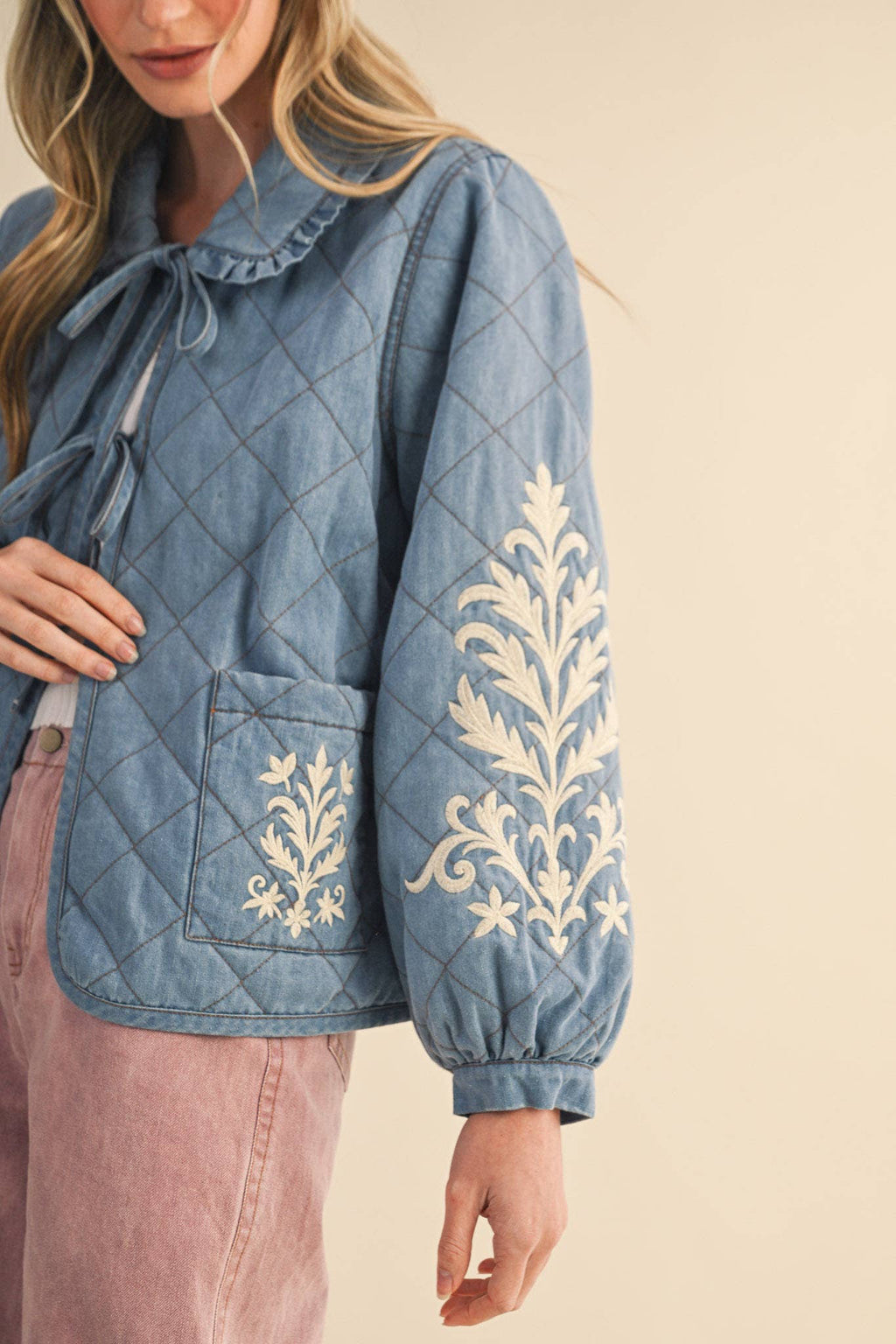 QUILTED JACKET WITH EMBROIDERY