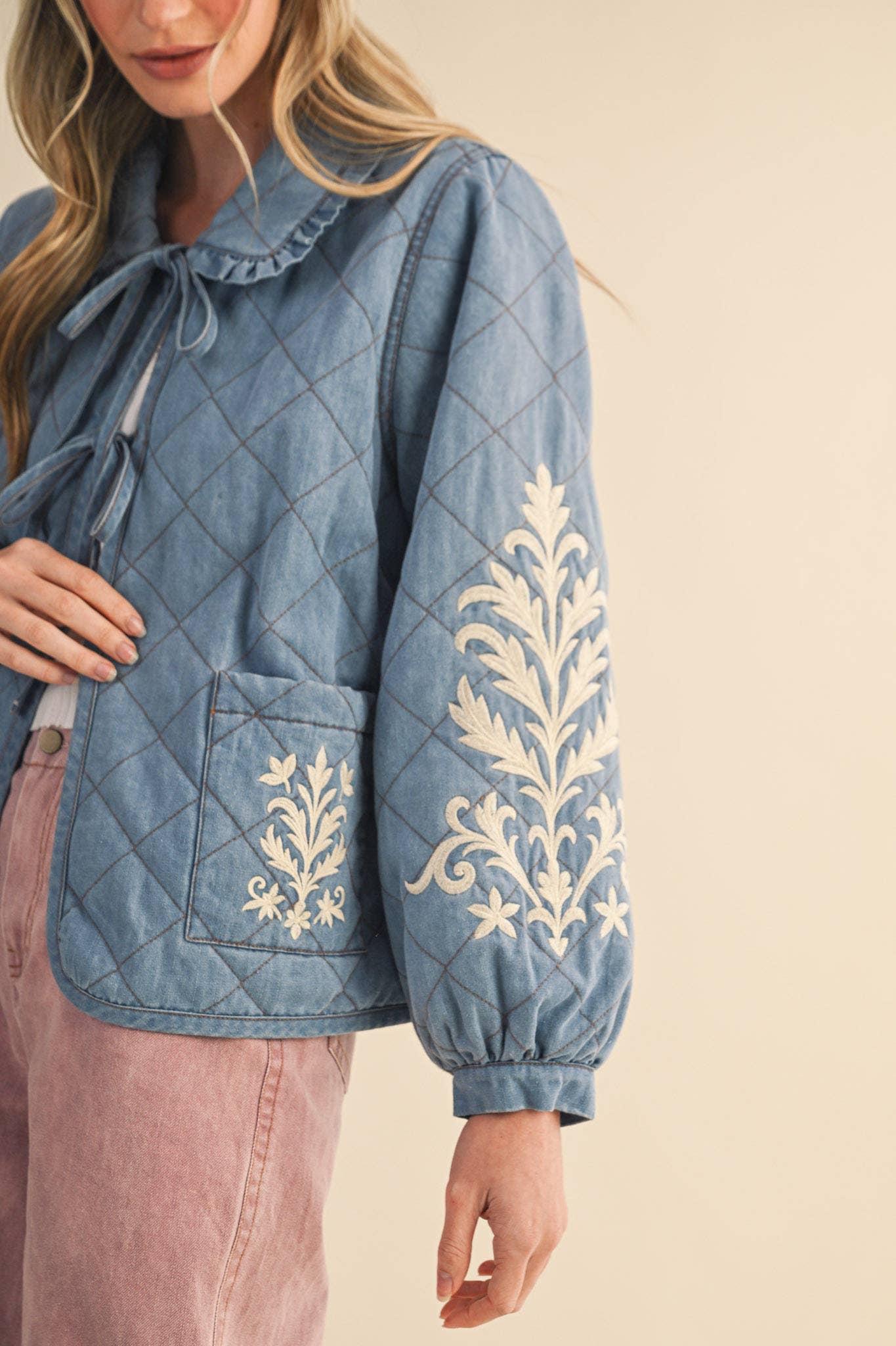 QUILTED JACKET WITH EMBROIDERY