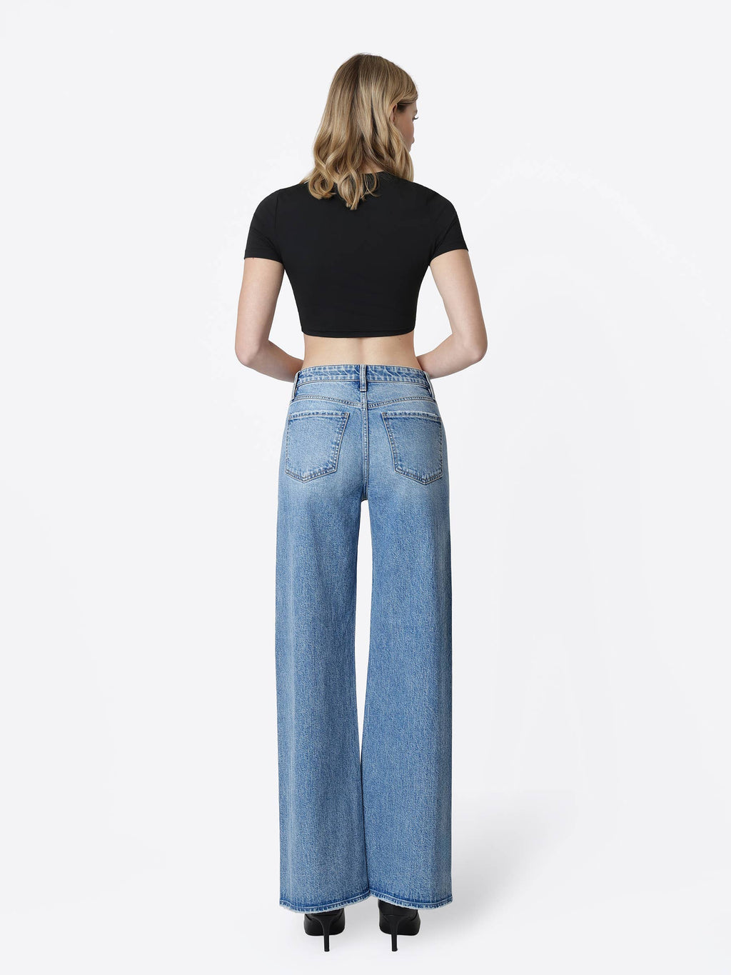 HIGH RISE SIDE SEAMED TINTED WIDE LEG JEANS