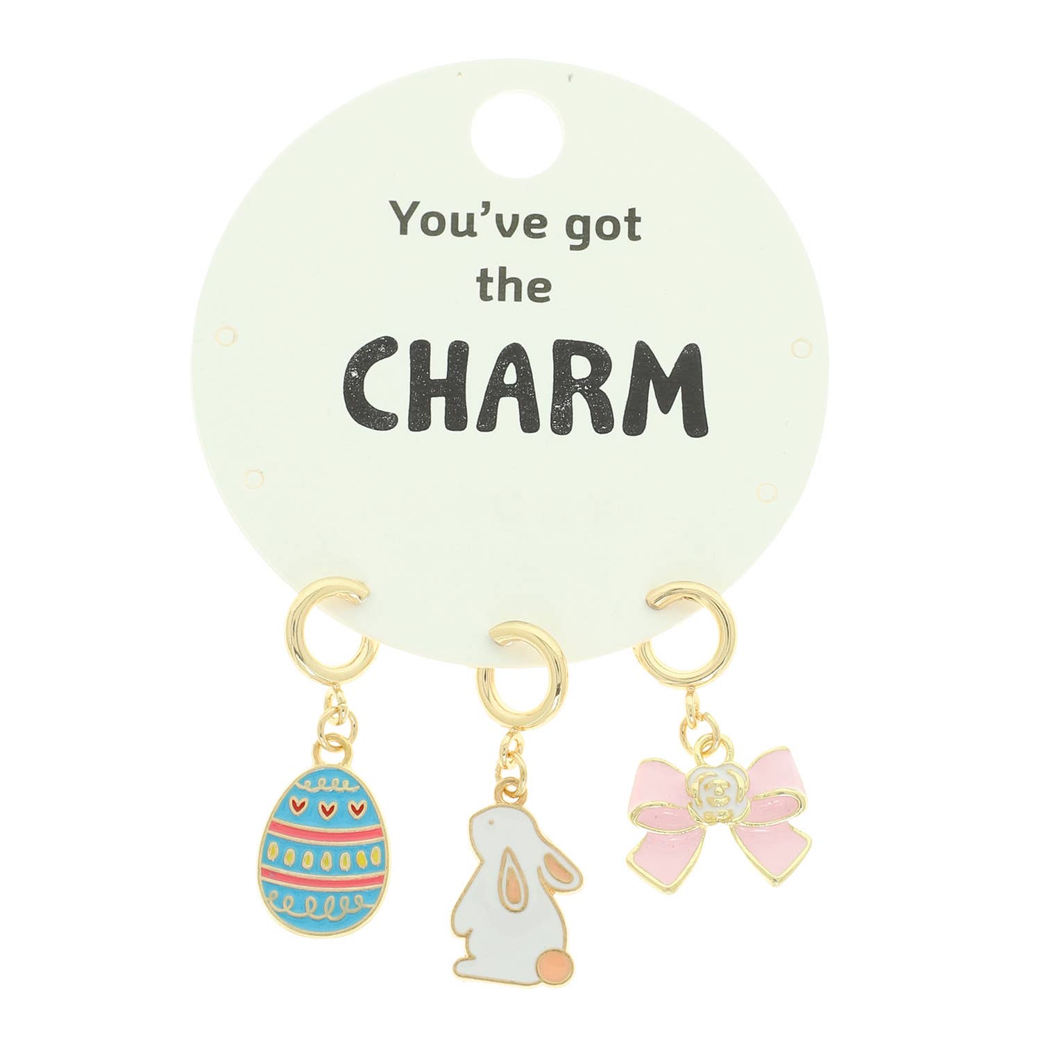 3 Piece Easter Egg, Easter Bunny, and Tail Bow Charm Set