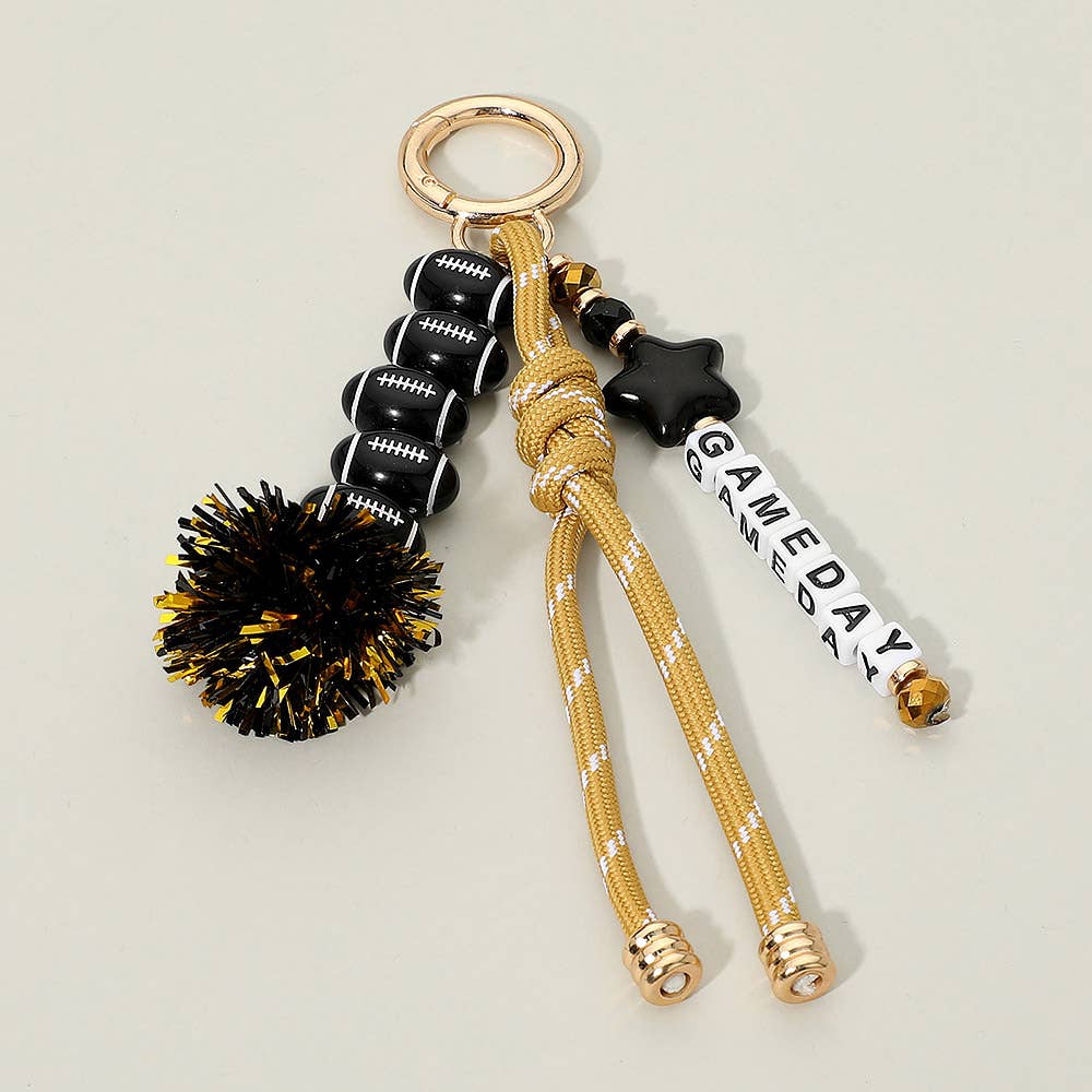 GAMEDAY Star Football Tinsel Pom Knot Tassel Keychain  Bag Charm