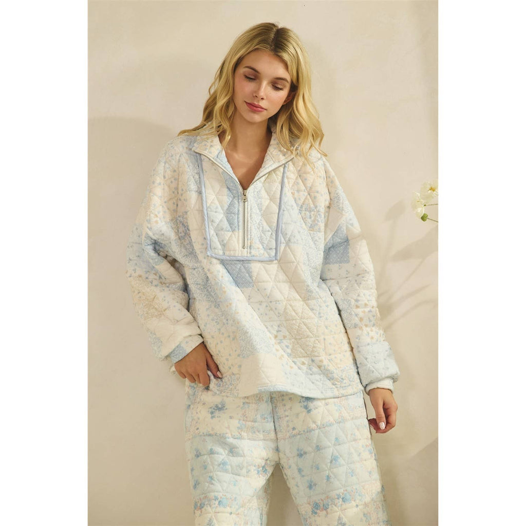 Floral textured lounge pants