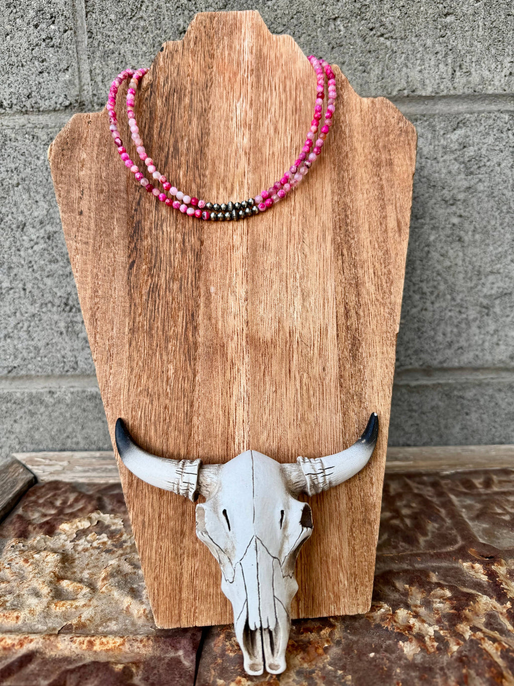 Pink Choker With Navajo Pearls/Western choker/Small Choker