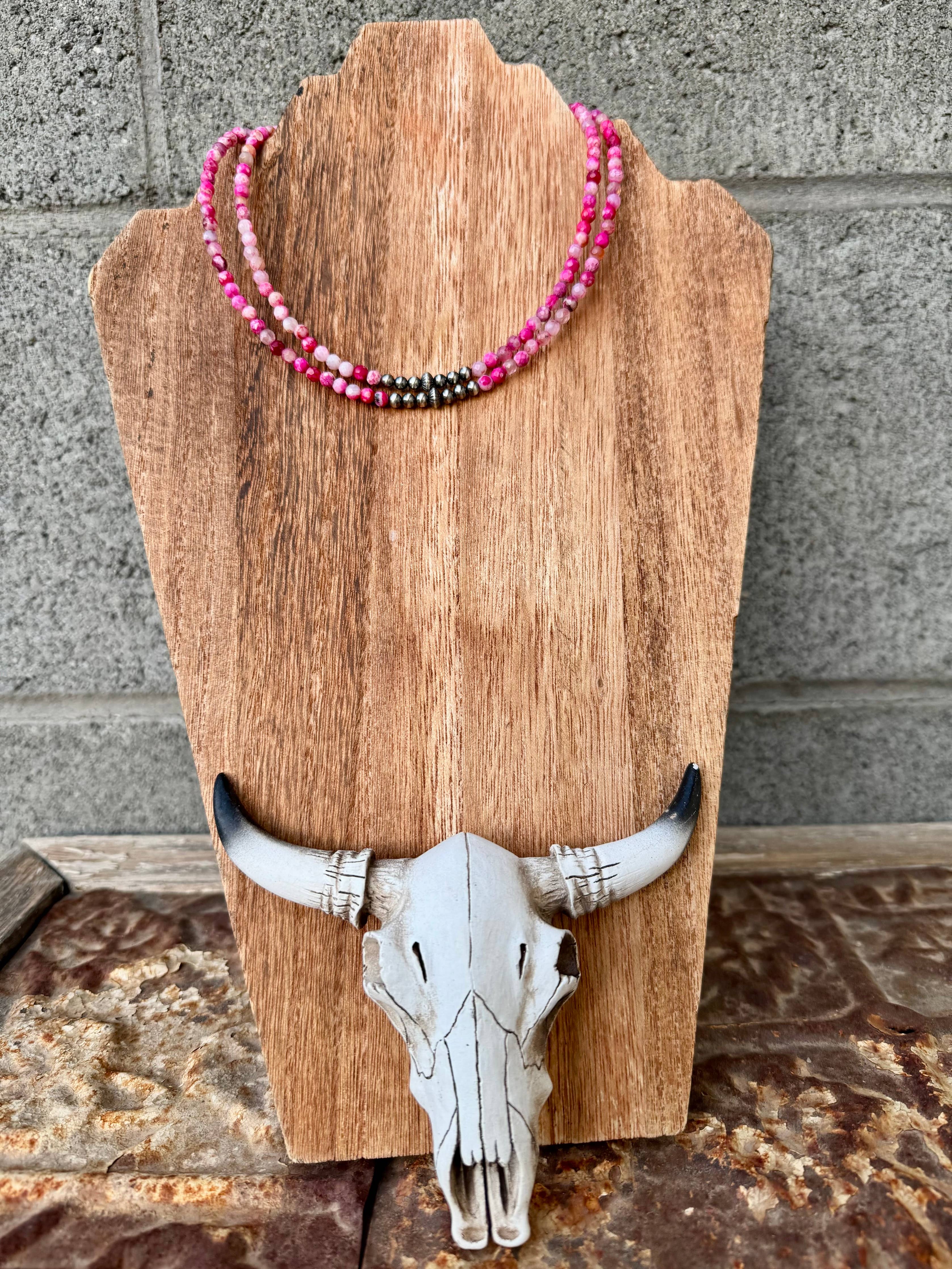 Pink Choker With Navajo Pearls/Western choker/Small Choker
