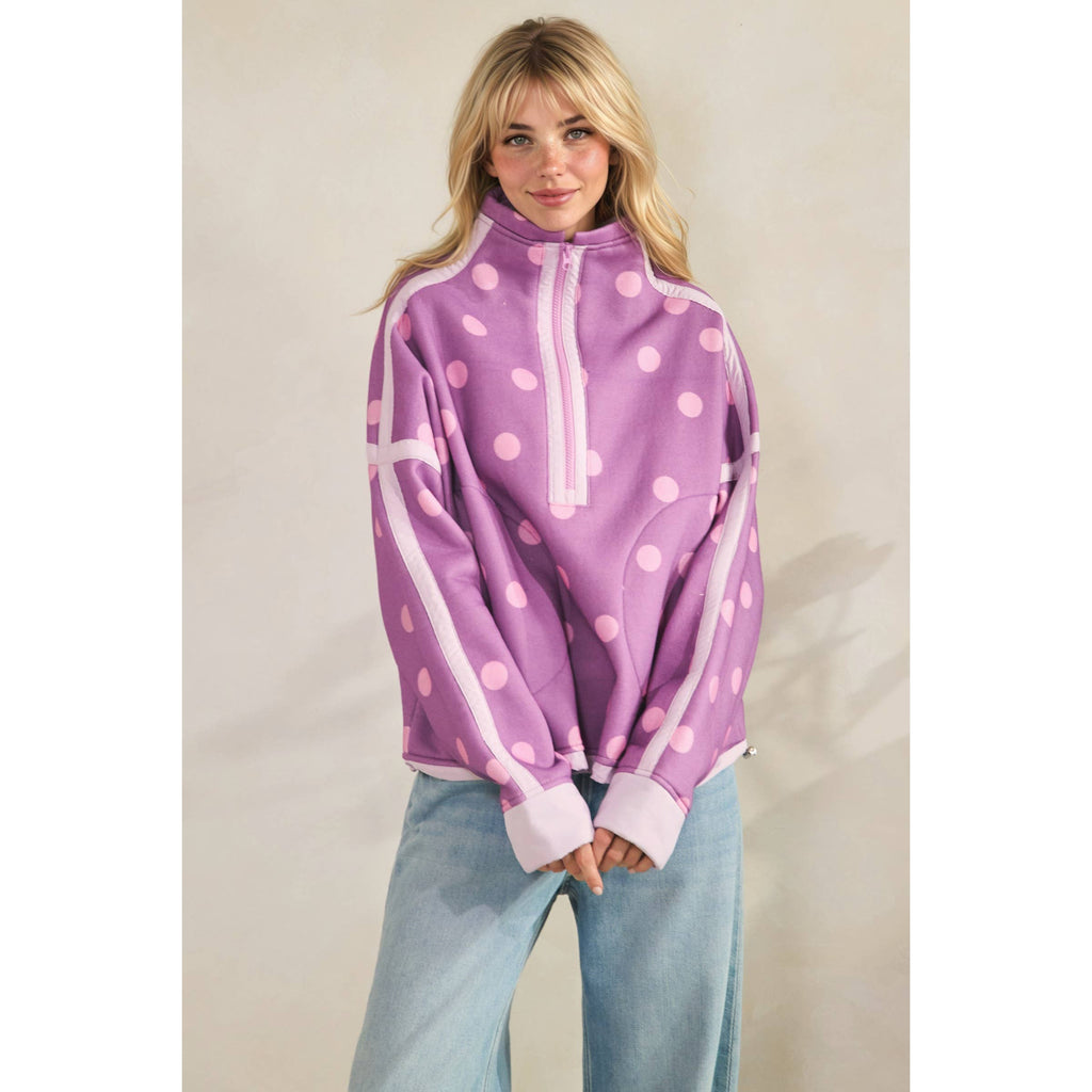 Polka Dot Contrast Pull Over