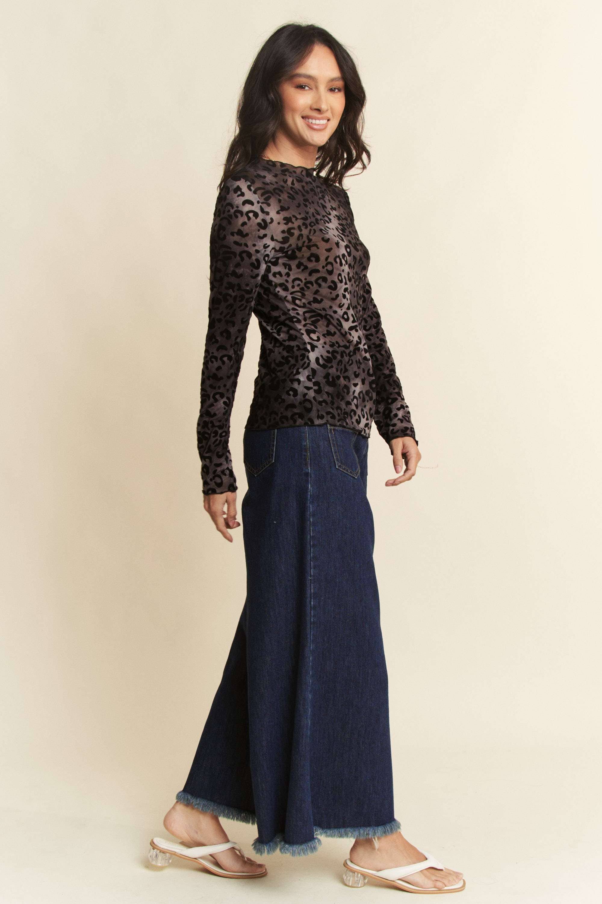 PLUS LEOPARD PRINT TEXTURED LAYERING TOP