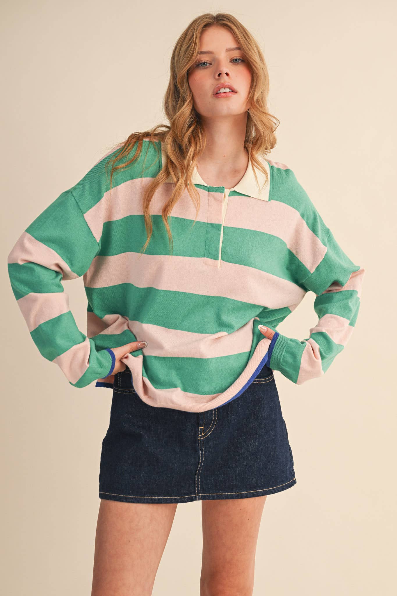 STRIPED RUGBY SWEATER