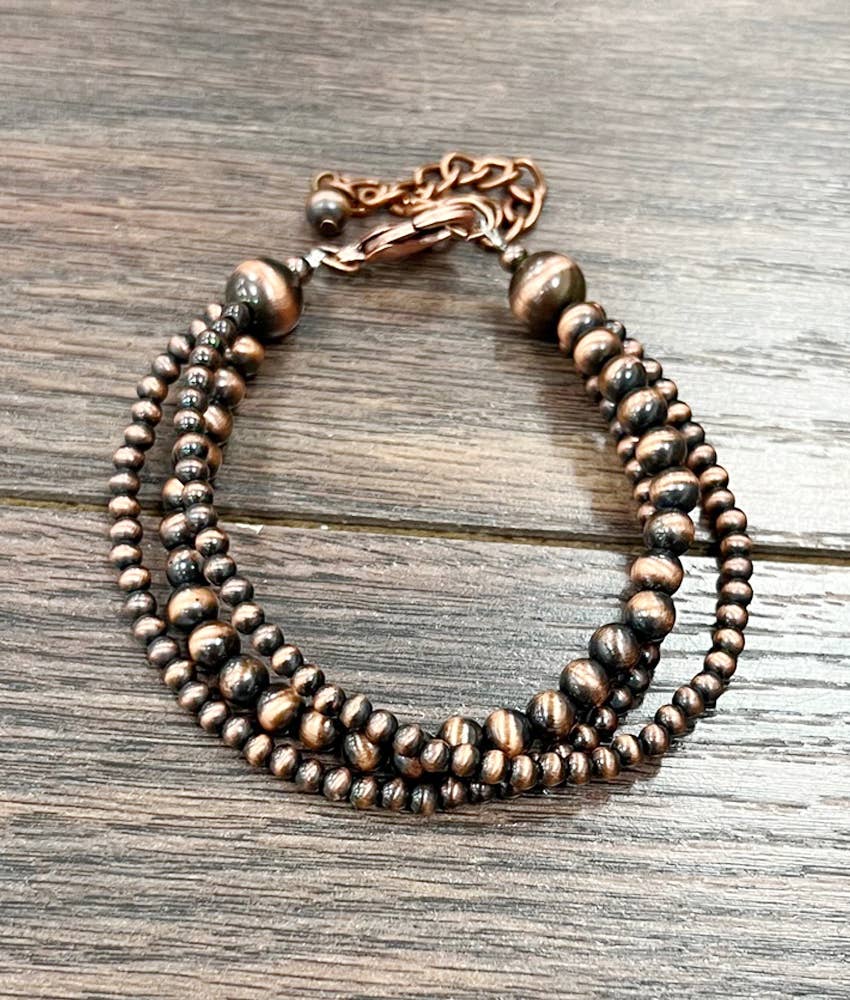 Handmade Copper Navajo Bead Adjustable Bracelet