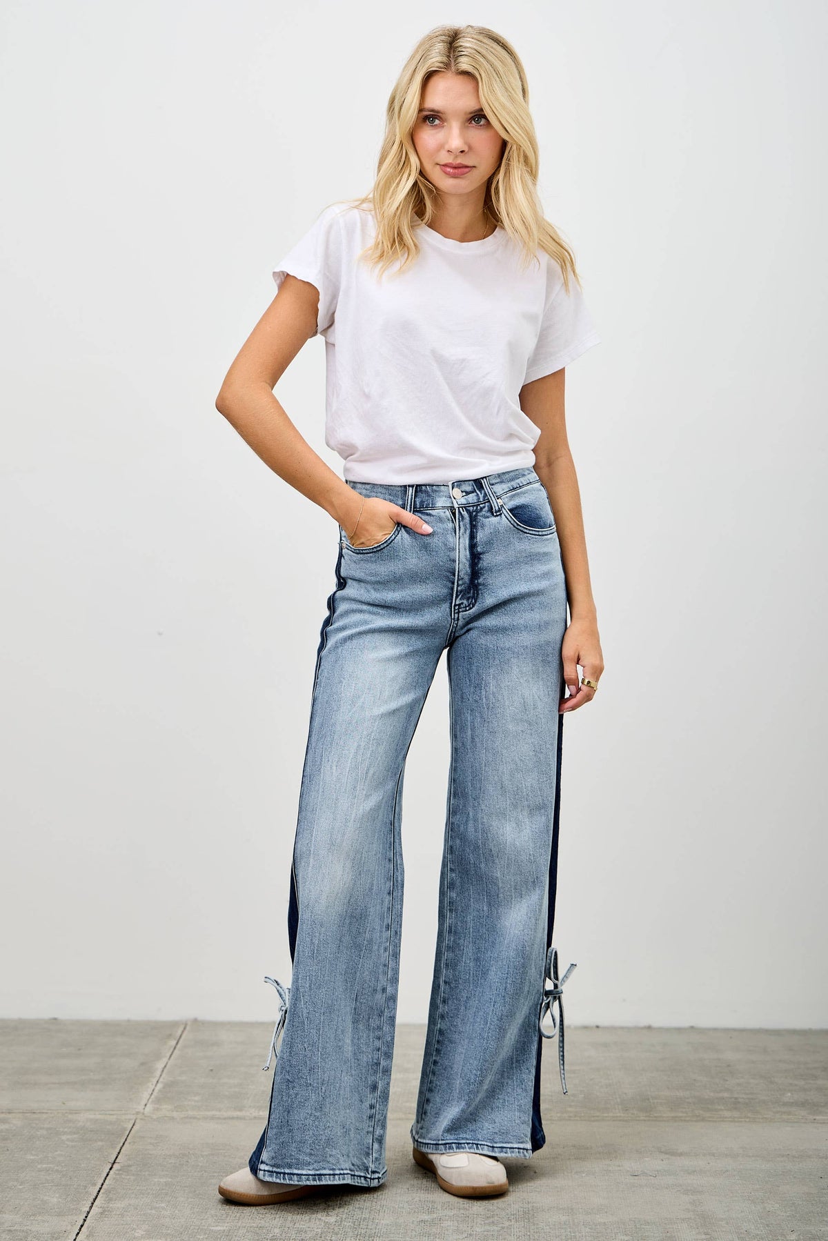P8124ML-HIGH RISE CONTRAST WIDE LEG WITH RIBBON TIE (Copy)