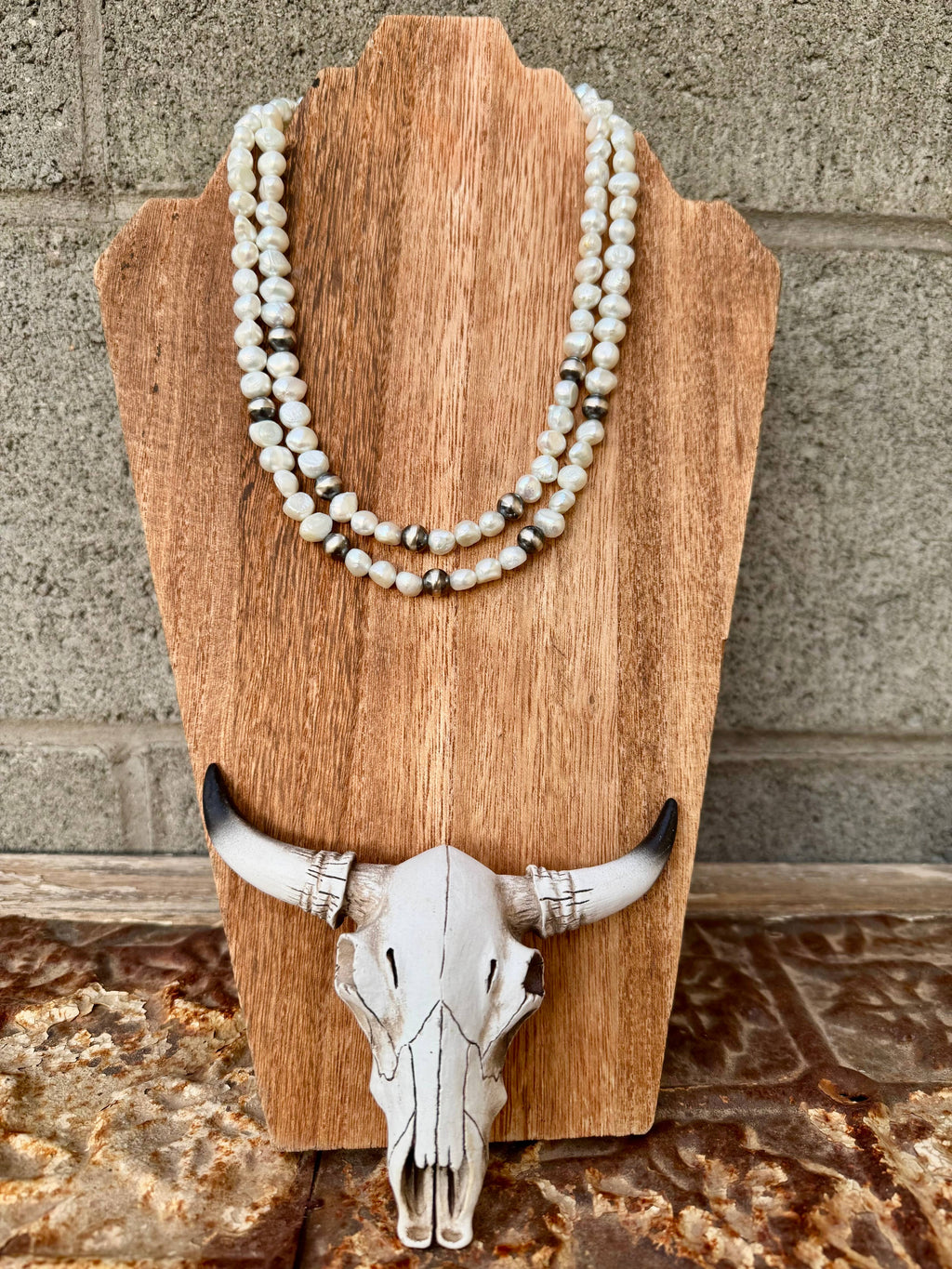 Large Navajo Pearl Necklace/Fresh water Pearl Choker/Boho