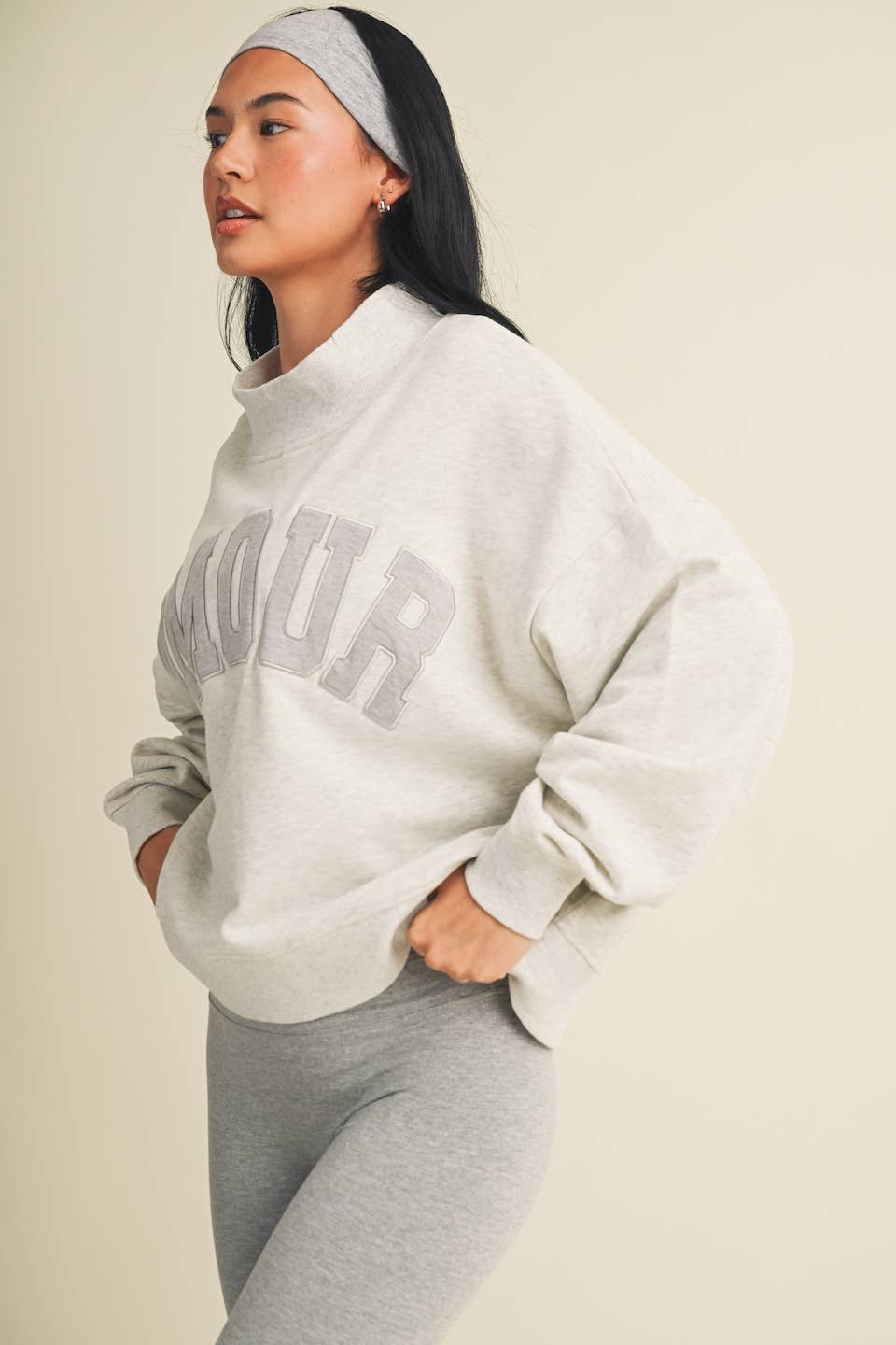 Amour Oversized Mock Neck Sweatshirt