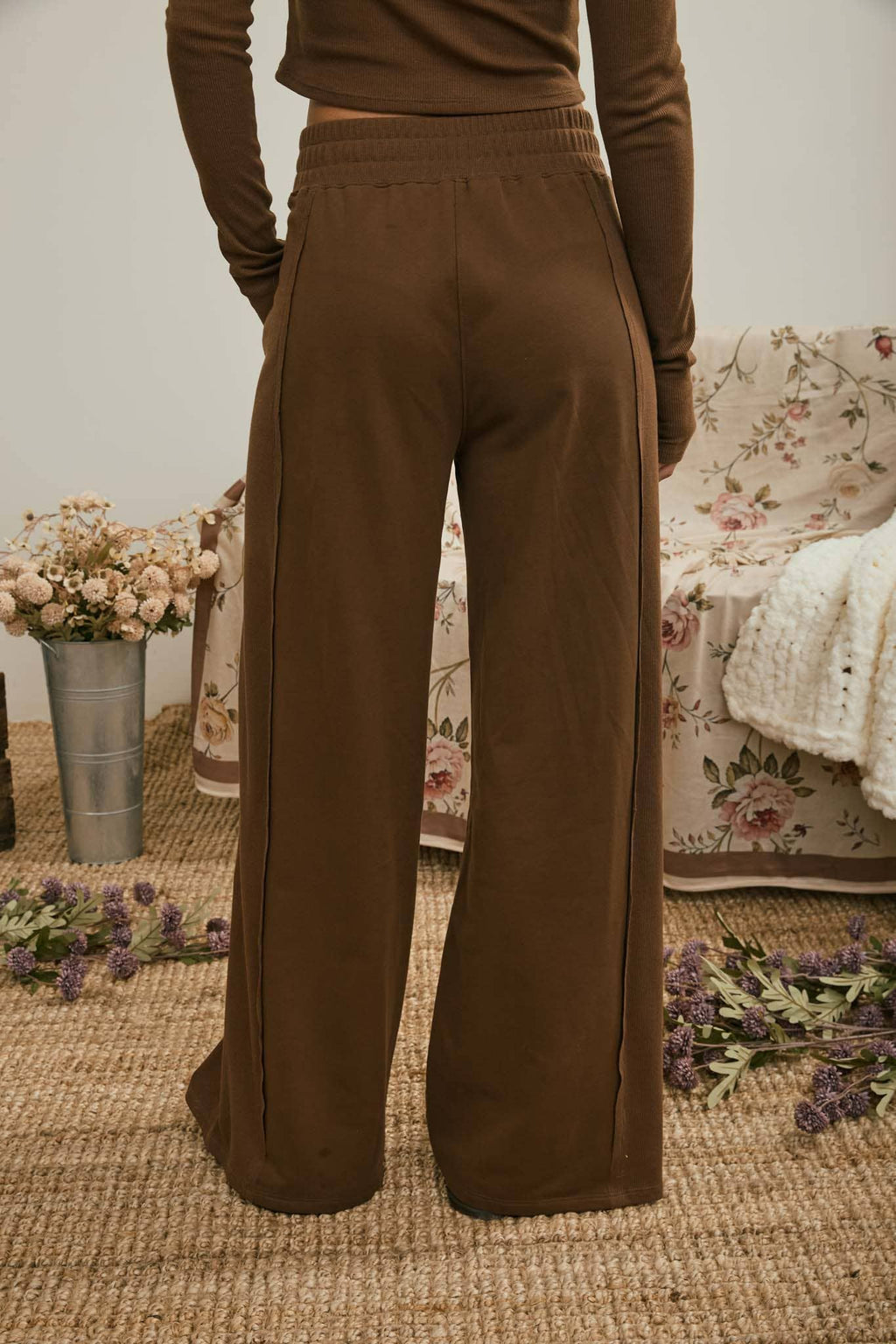 ELASTIC WAIST SIDE PANEL KNIT LOUNGE PANTS