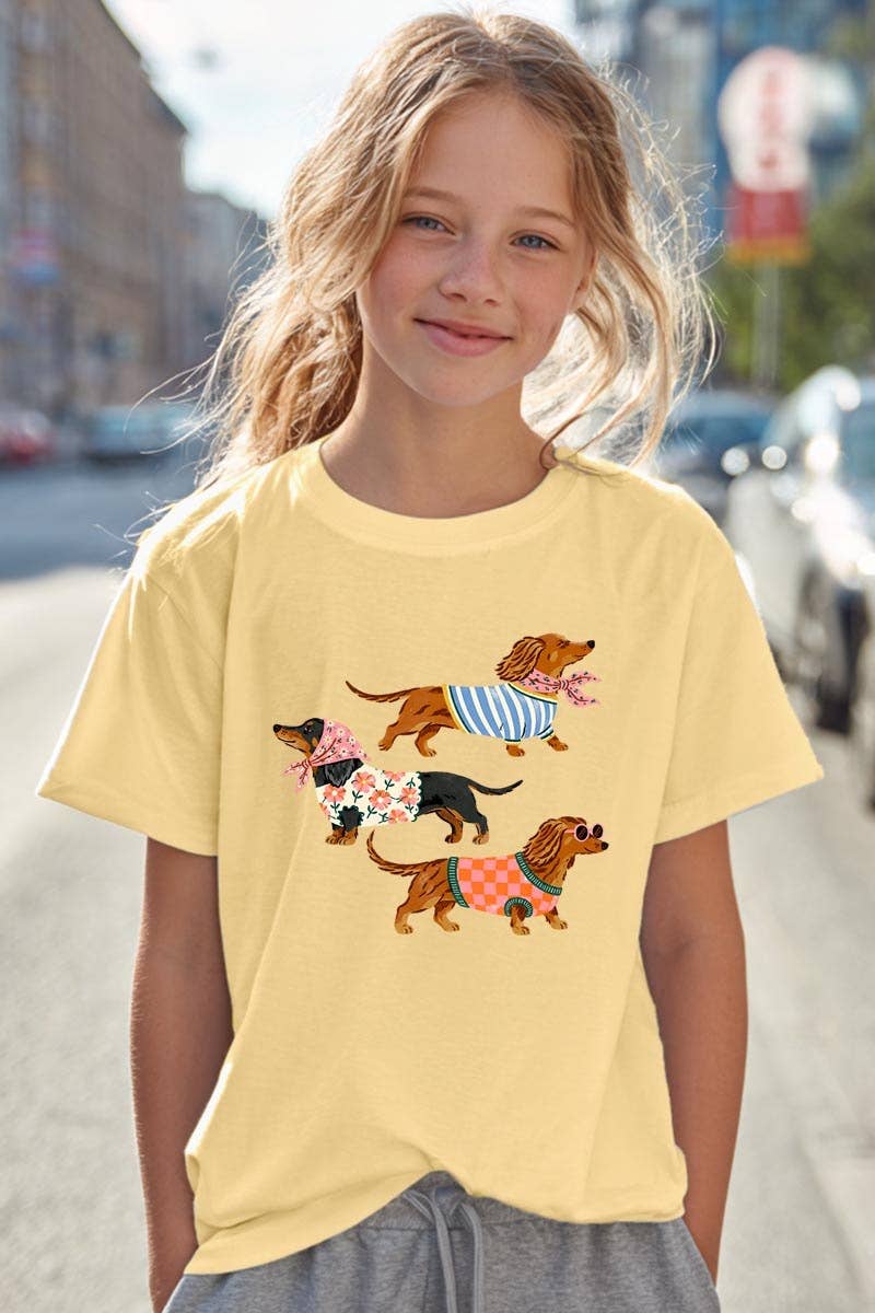 Stylish Dachshunds Kids Graphic Heavy Cotton Tee