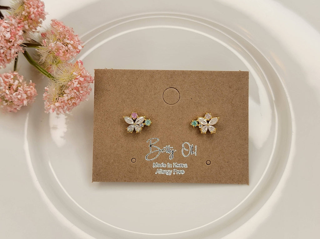 White Butterfly Post Earring