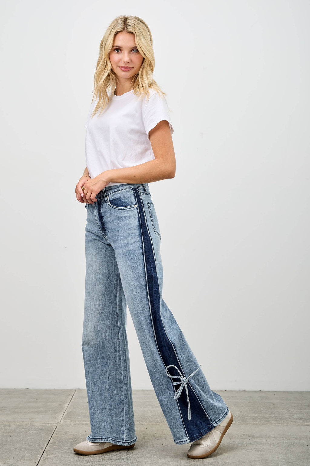 P8124ML-HIGH RISE CONTRAST WIDE LEG WITH RIBBON TIE (Copy)
