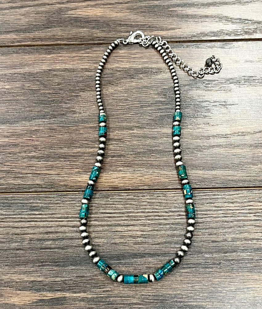 739213, Handmade 18" Navajo 6mm Gemstone Necklace