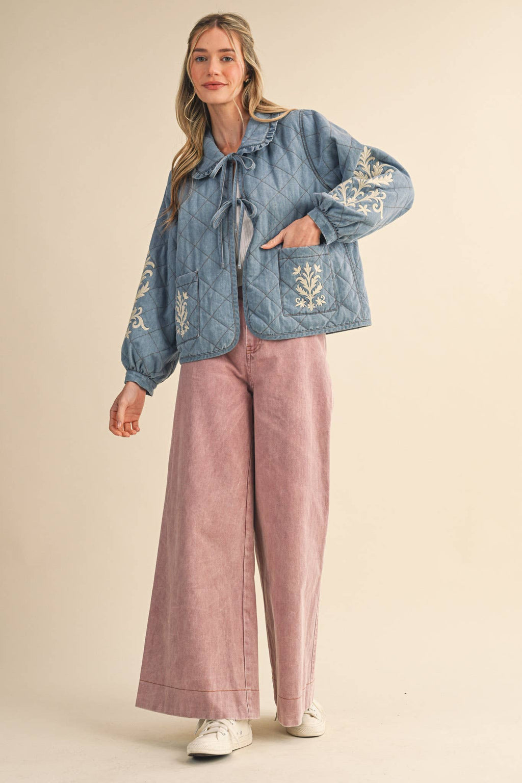 QUILTED JACKET WITH EMBROIDERY