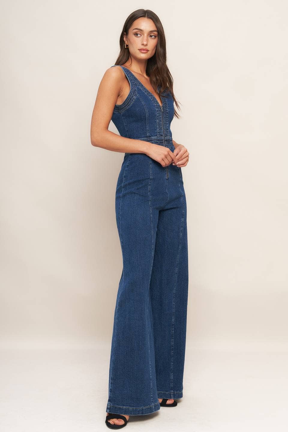 washed denim jumpsuit