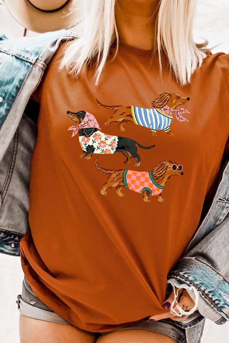Stylish Dachshunds Graphic Tee