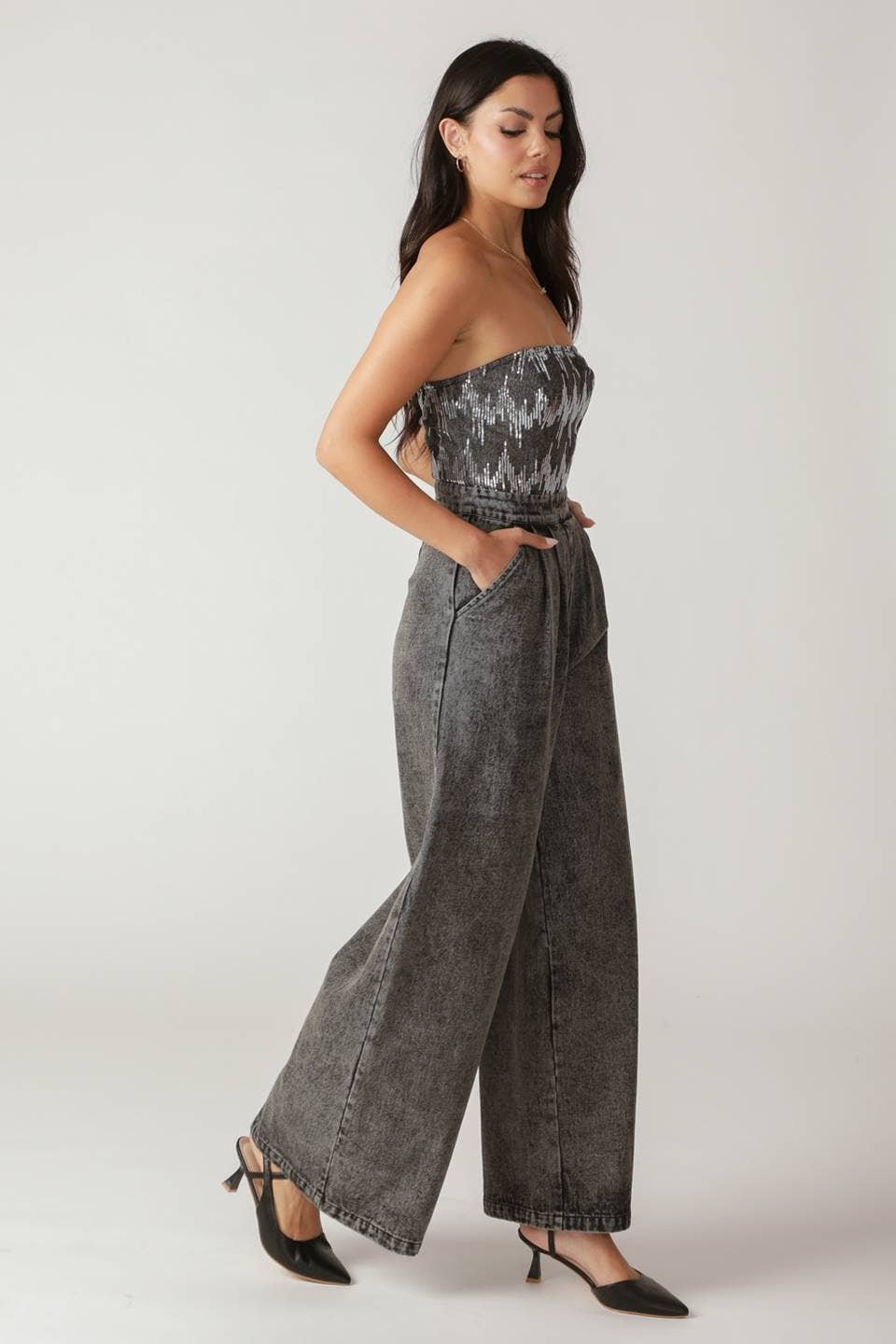 A washed denim jumpsuit - IP8658