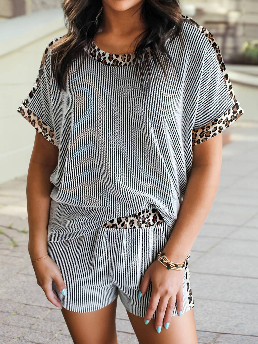 Leopard Natural Shift Short Sleeve 2pcs Pant Set