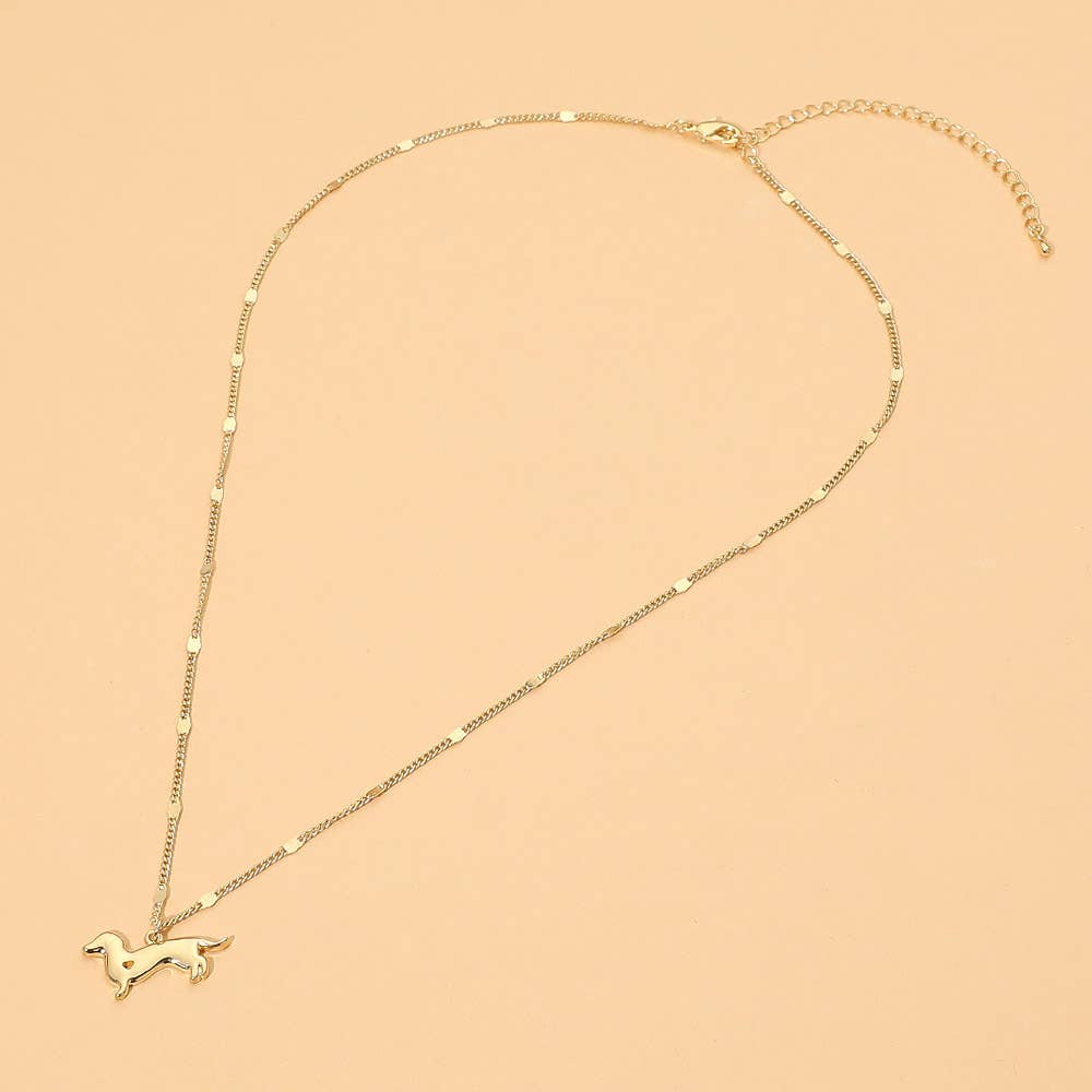 18K Gold Dipped Dachshund Dog Pendant Necklace