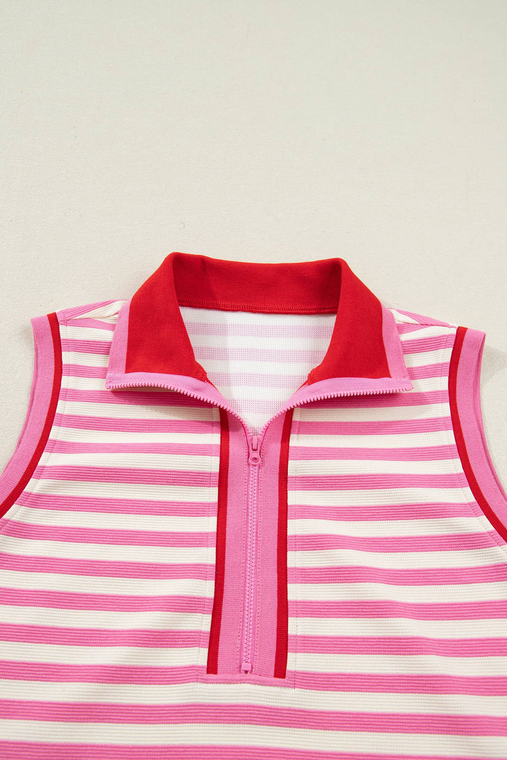 Striped Quarter-Zip Sleeveless Top & Skort Set