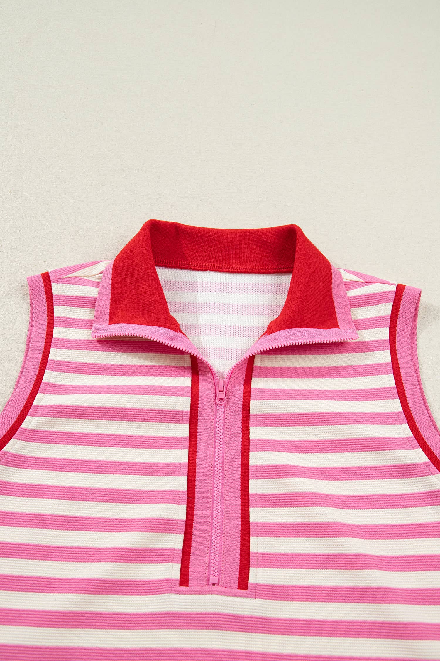 Striped Quarter-Zip Sleeveless Top & Skort Set