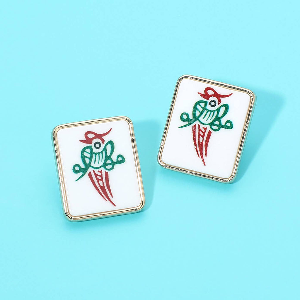Mahjong Tile Stud Earrings