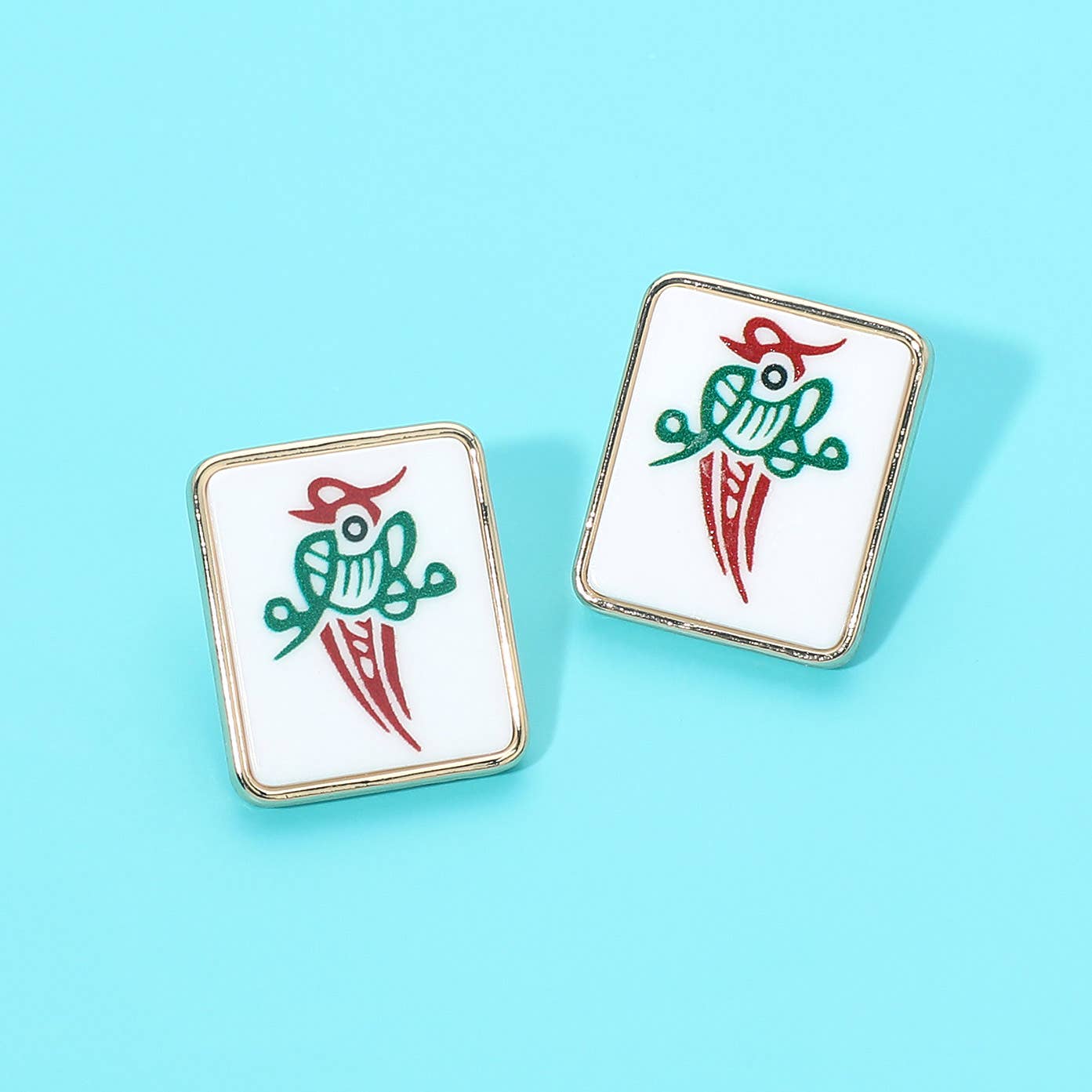 Mahjong Tile Stud Earrings