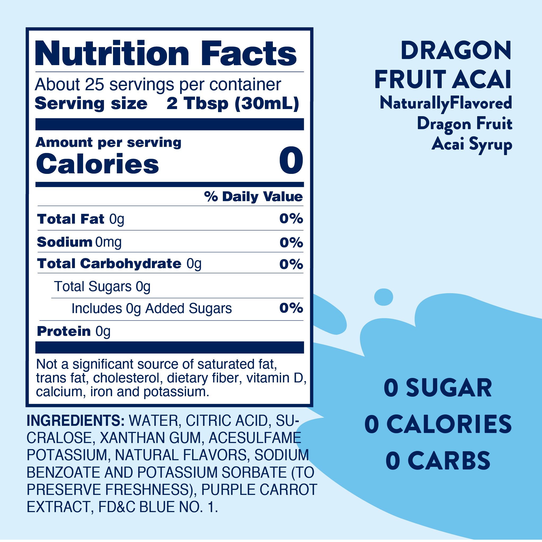 Sugar Free Dragonfruit Acai Flavor Infusion Syrup