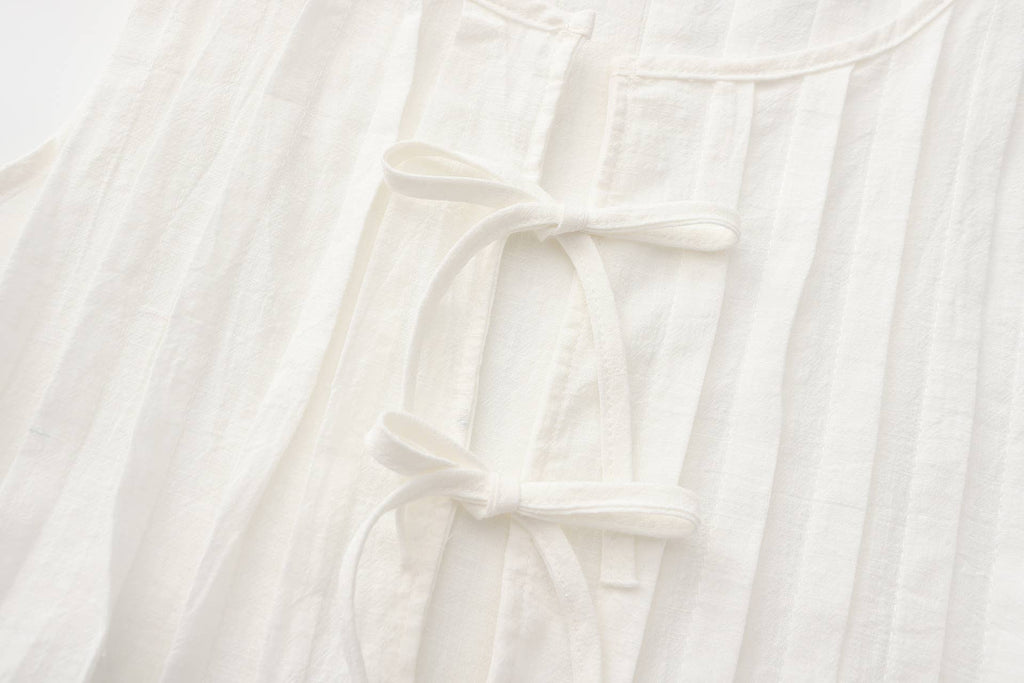 Viral top lace up bow tie front Pleated tank top