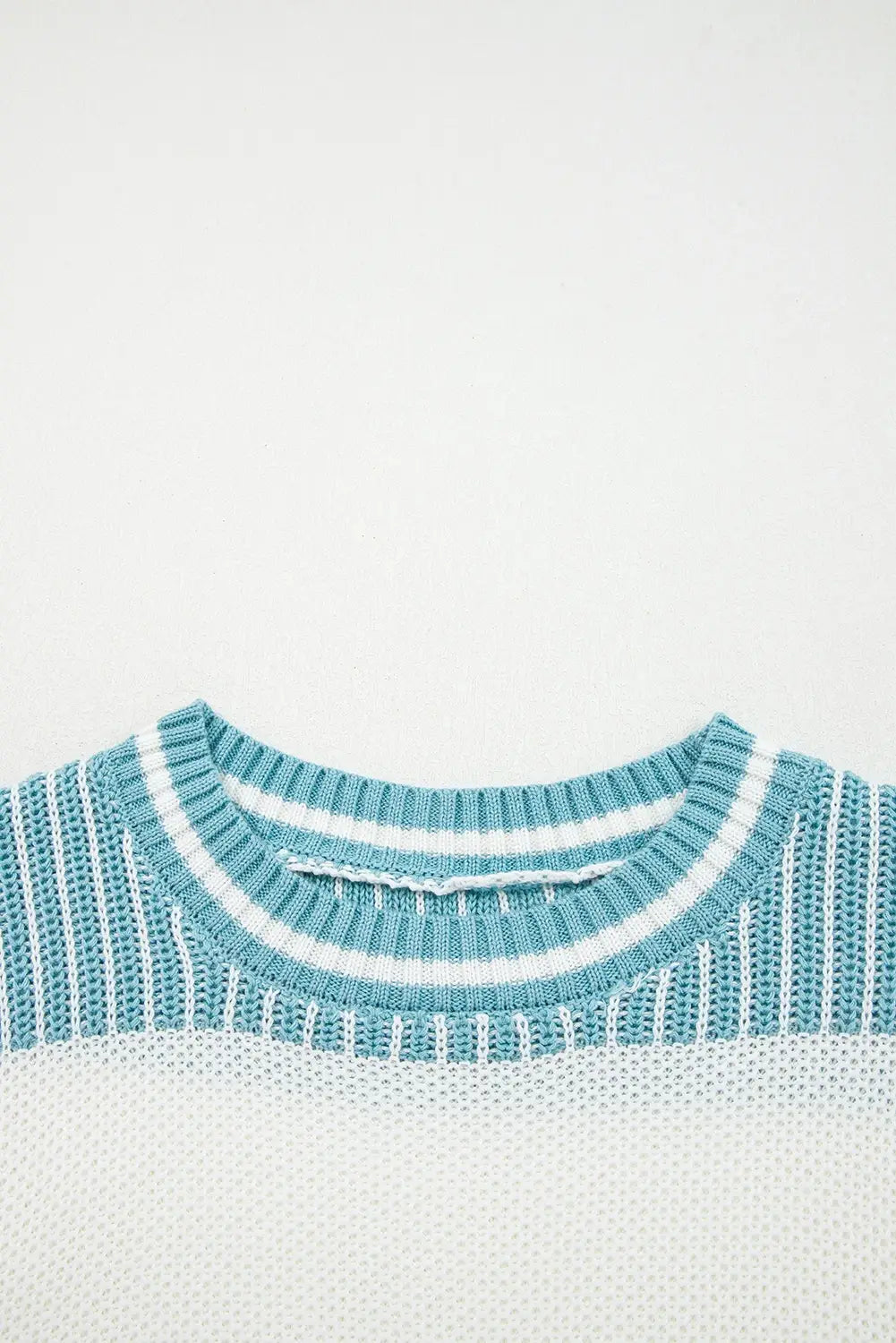 Two Tone Striped Patchwork Drop Shoulder Loose Sweater