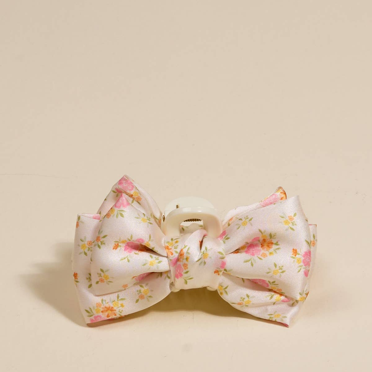 Mini Satin Bow Claw Clip–Endless Daydream Cream