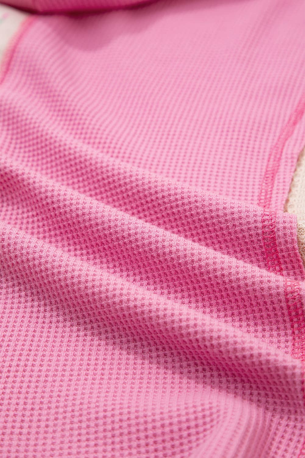 Pink Texture Floral Patched Hooded Oversize Pullover