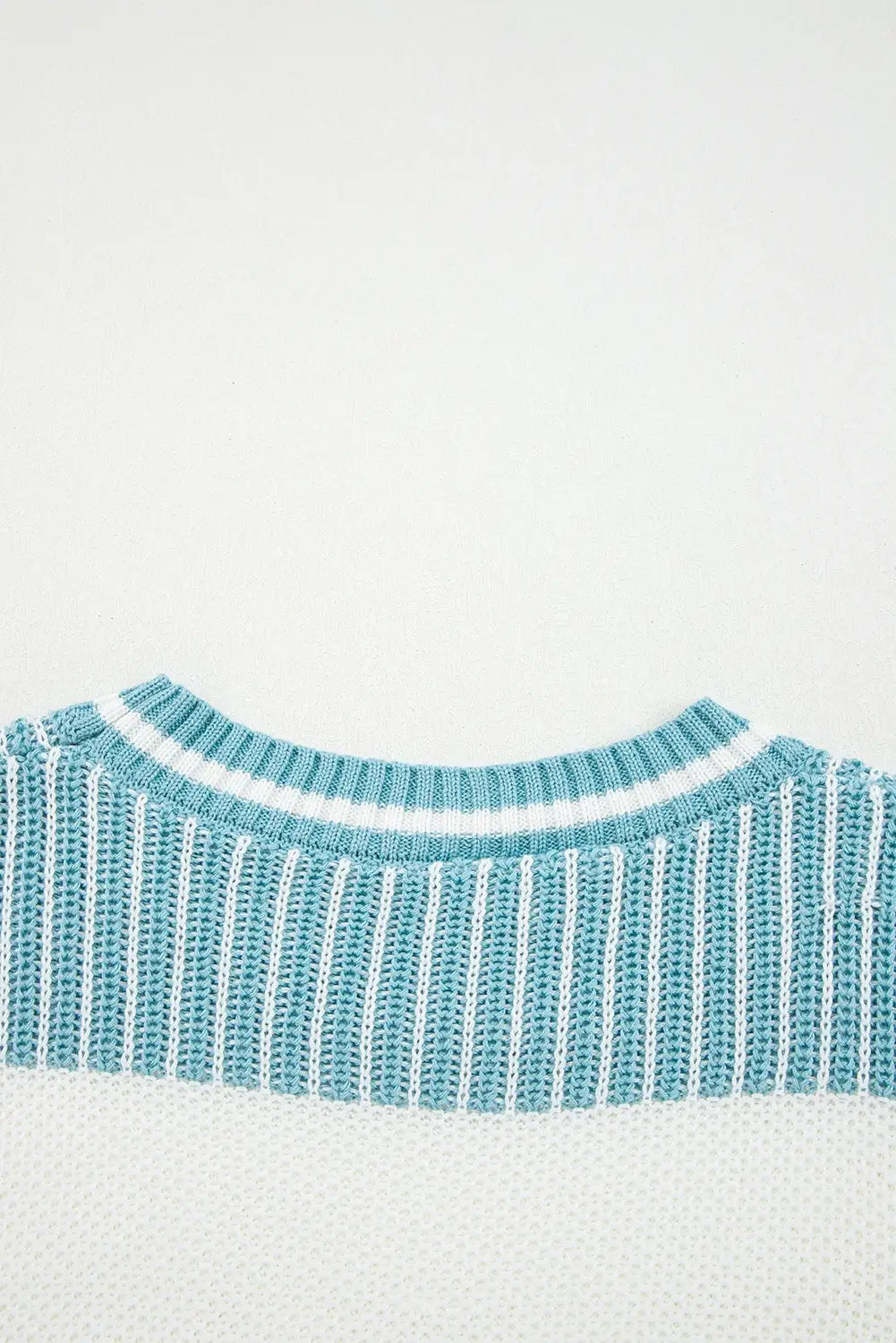 Two Tone Striped Patchwork Drop Shoulder Loose Sweater