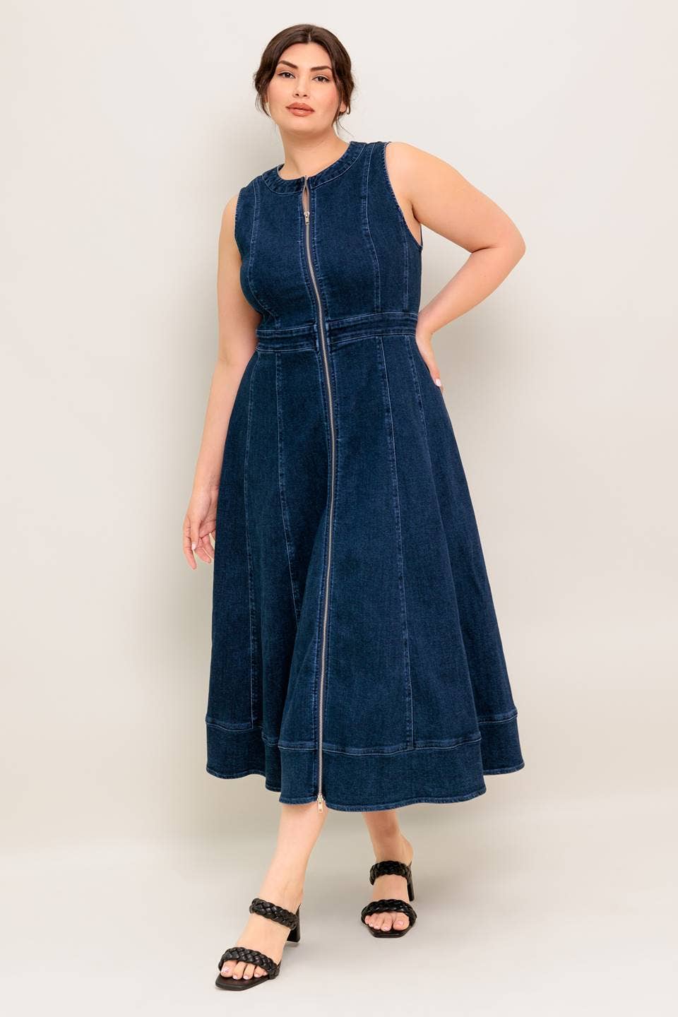 A washed denim midi dress - ID22541-P