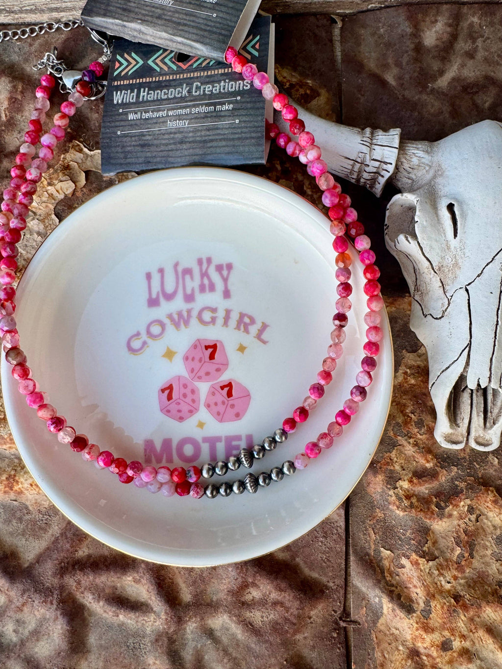 Pink Choker With Navajo Pearls/Western choker/Small Choker