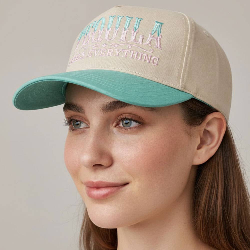 Tequila Fixed Everything Message Embroidered Snapback Baseball Cap