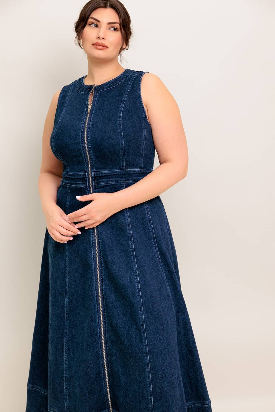 A washed denim midi dress - ID22541-P
