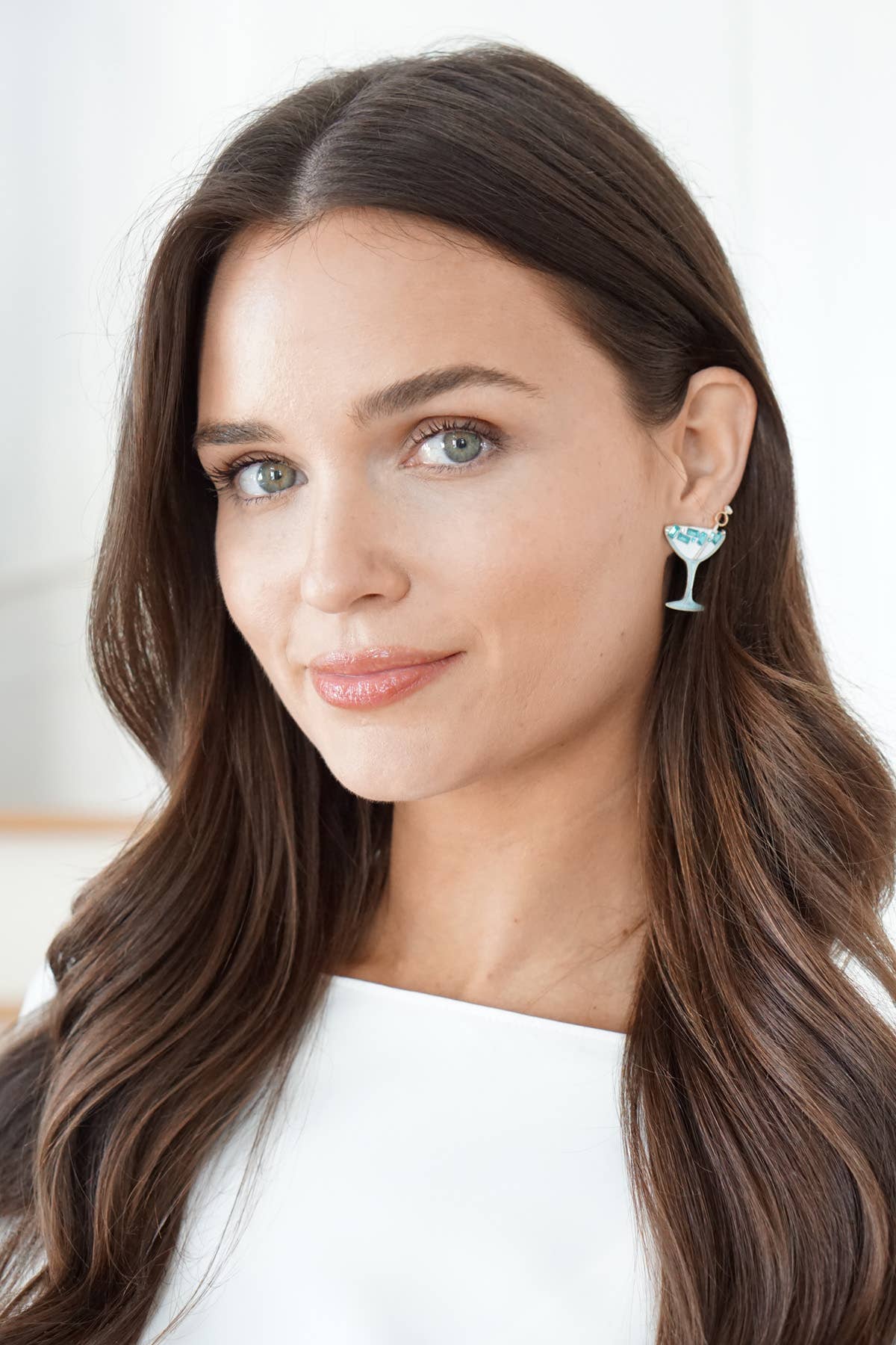 Something Blue Rhinestone Martini Earrings