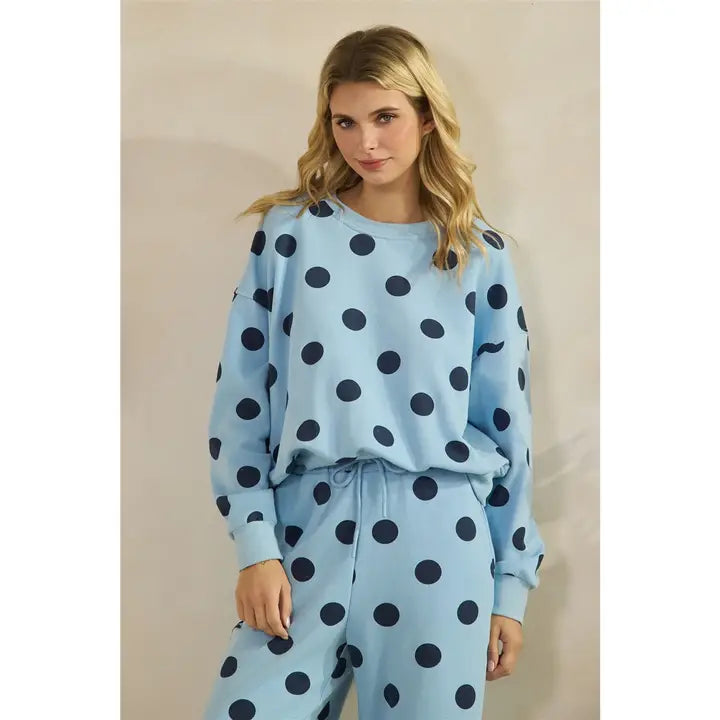Polka Dot Crew Neck SweatShirt