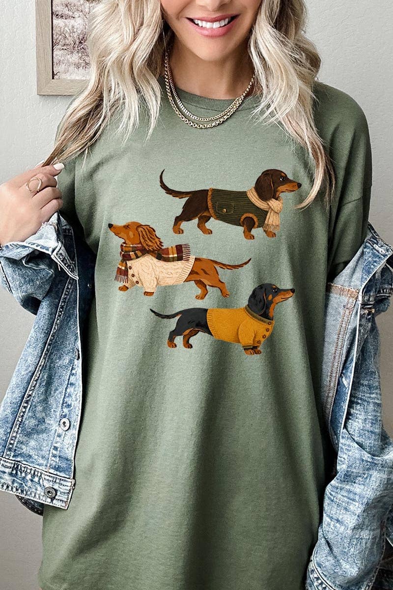 Dachshund Trio Graphic Heavy Cotton Tee