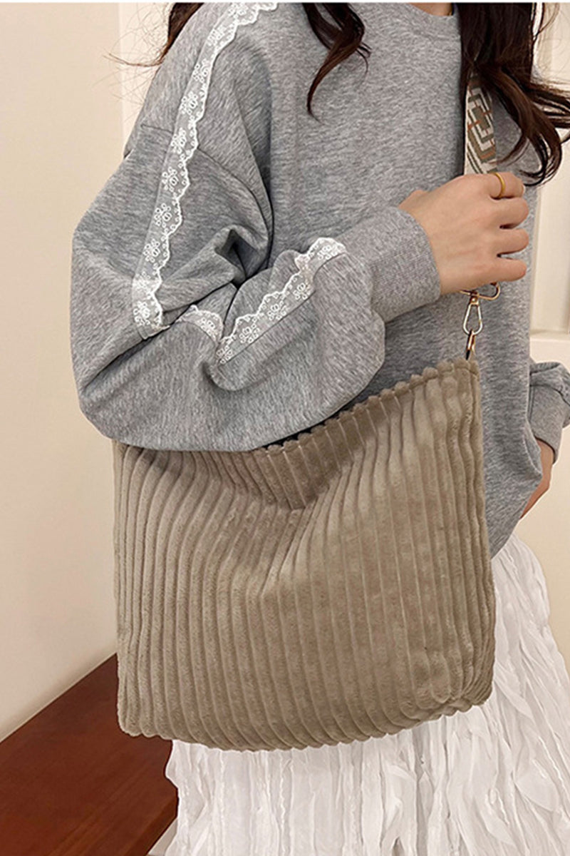 CORDUROY TOTE BAG WITH GUITAR SHOULDER STRAP
