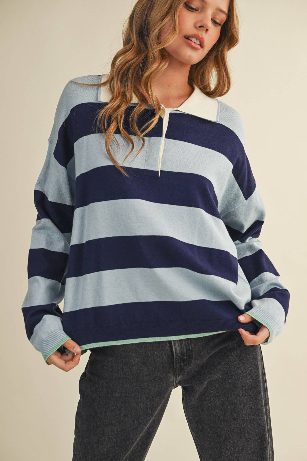 STRIPED RUGBY SWEATER