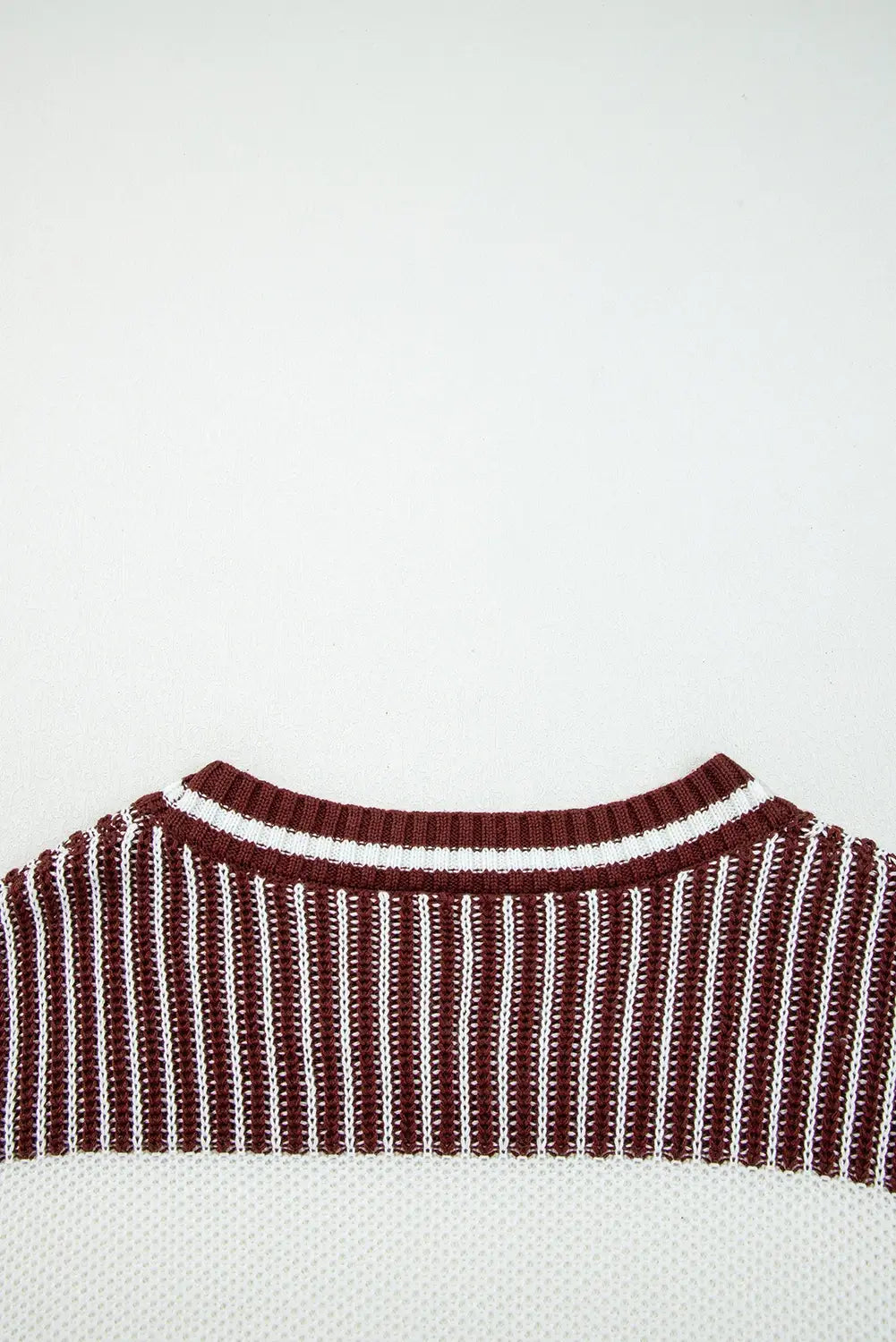 Two Tone Striped Patchwork Drop Shoulder Loose Sweater