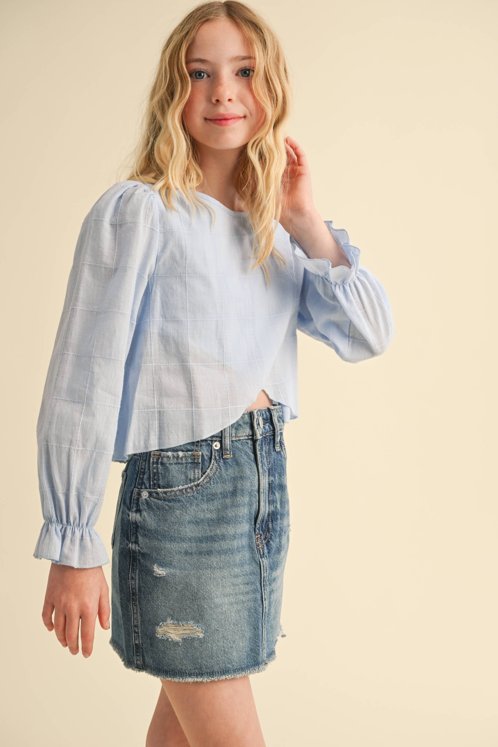 TWEEN KIDS GIRLS TULIP FRONT LONG SLEEVE