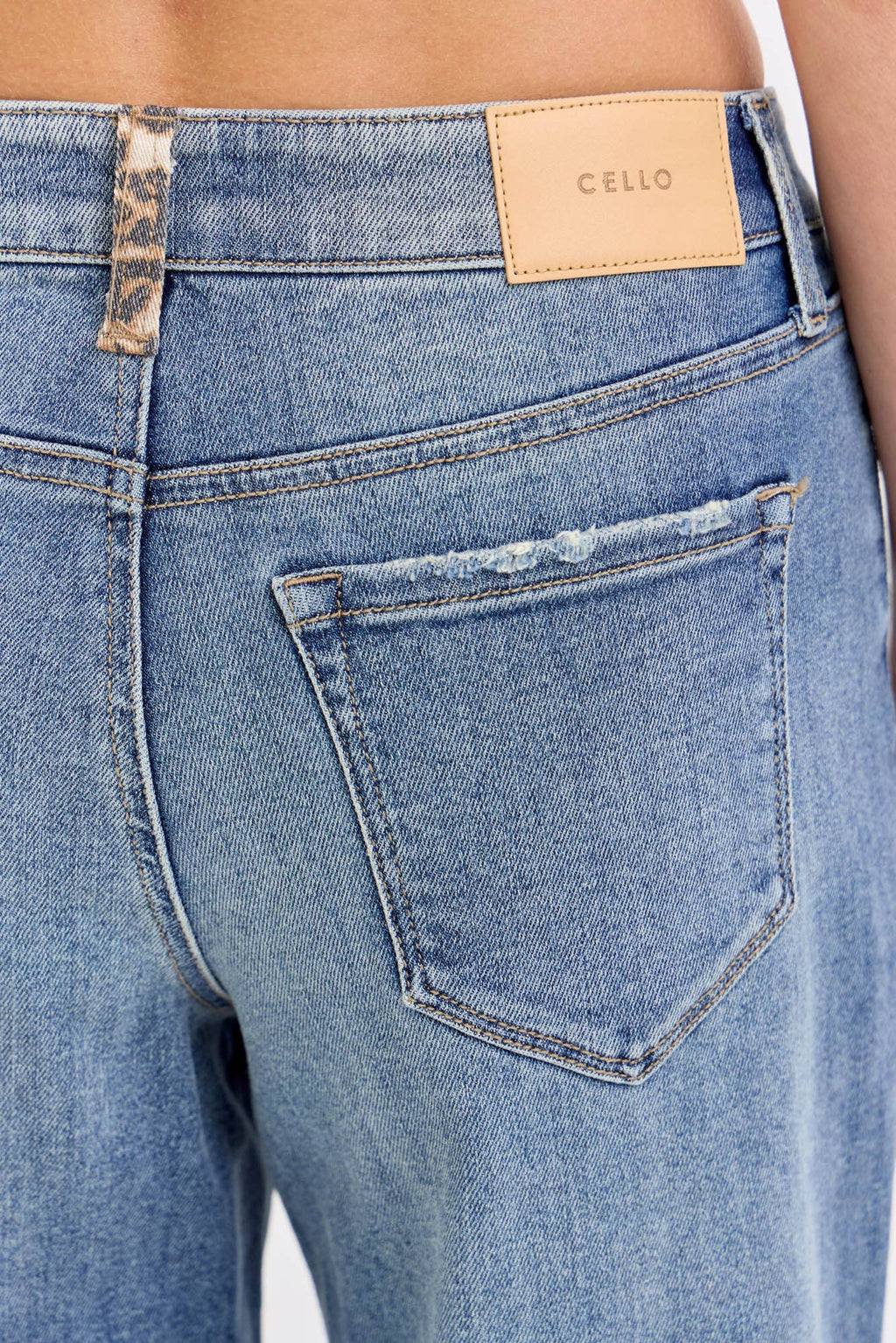 Mid Rise Wide Leg with Leopard Cuff [AM99827T]