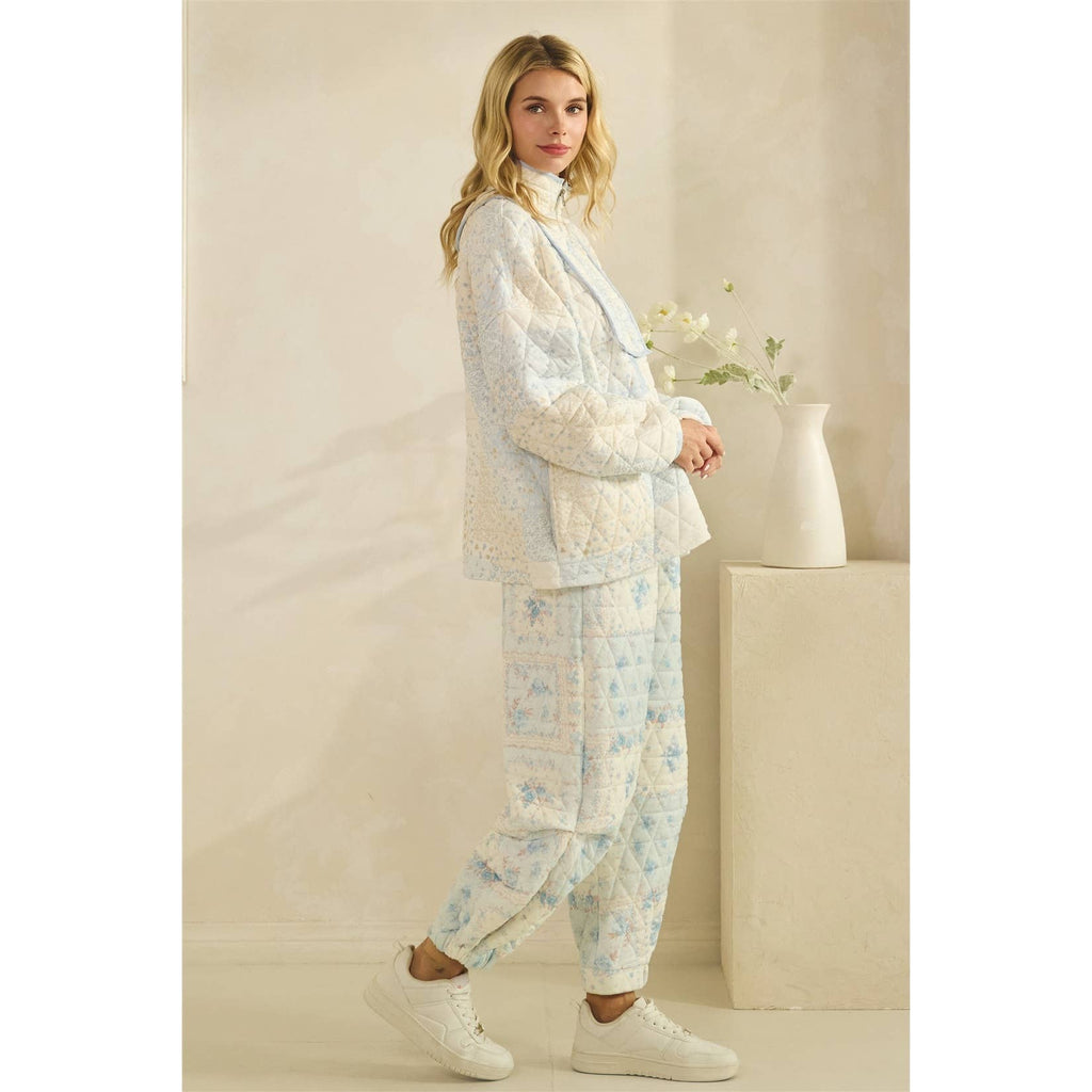 Floral textured lounge pants
