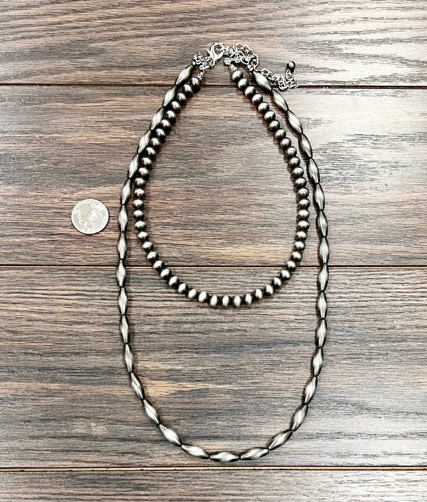 739533, Handmade 24" 2-strand Navajo Bead Necklace